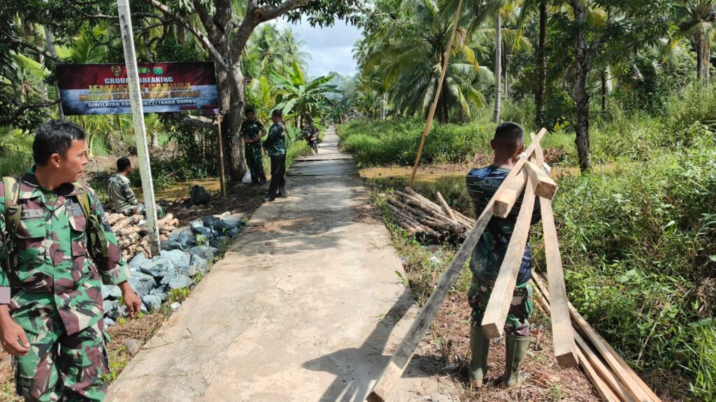 Dorong Konektivitas Desa, Kodim 1022 Tanah Bumbu Mulai Pembangunan Jembatan Garuda