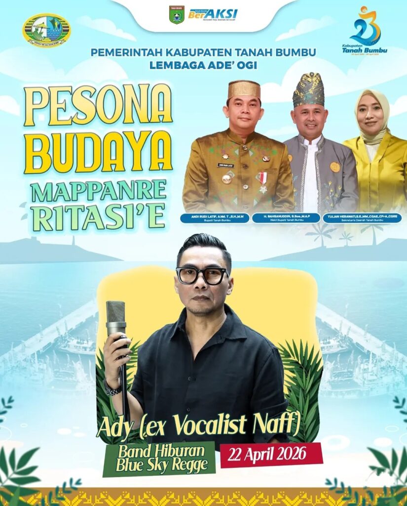 Besok! Ady Eks Vokalis NaFF Bakal Meriahkan Pesona Budaya Mappanre Ritasi’e 2026