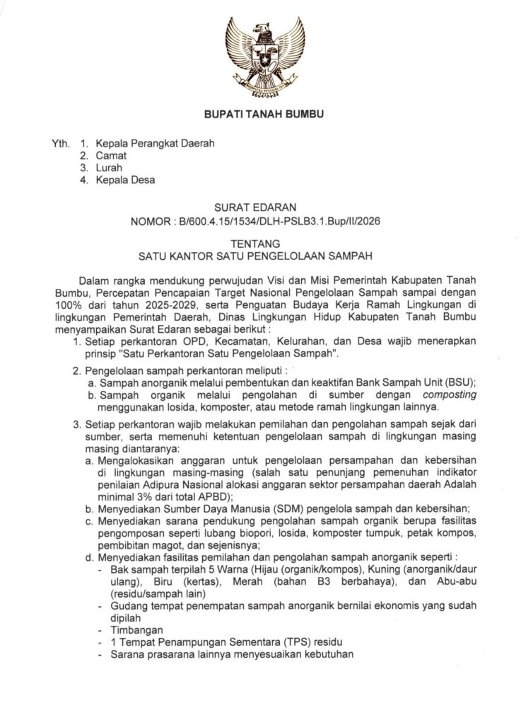 DLH Tanah Bumbu Gaspol Gerakan “Satu Kantor Satu Pengelolaan Sampah”, ASN Diminta Jadi Pelopor Lingkungan