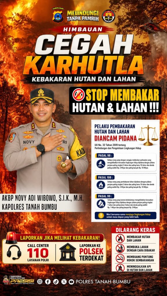 Musim Kemarau Mengancam! Kapolres Tanah Bumbu Tegaskan: Pembakar Hutan dan Lahan Siap-Siap Masuk Penjara